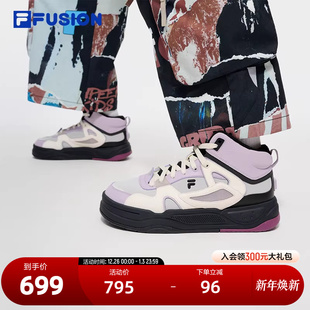 酷板鞋 FILA 2024冬新款 滑板生活鞋 2代中帮加绒 FUSION斐乐潮牌女鞋