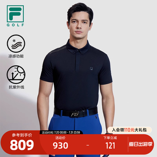 高尔夫运动防晒上衣 FILA 斐乐官方男子针织短袖 POLO衫 2024夏新款