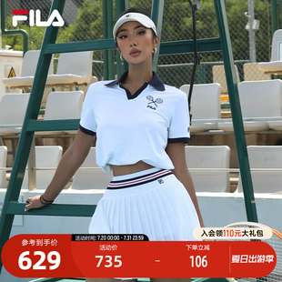新款 FILA 2025秋季 斐乐官方女子针织短袖 网球运动防晒上衣 POLO衫