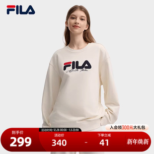 宽松LOGO针织长袖 FILA 新款 套头卫衣2024秋季 上衣 斐乐官方情侣款