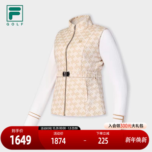 高尔夫运动满印拼接收腰外套 新款 FILA 斐乐官方女士棉服2025春季