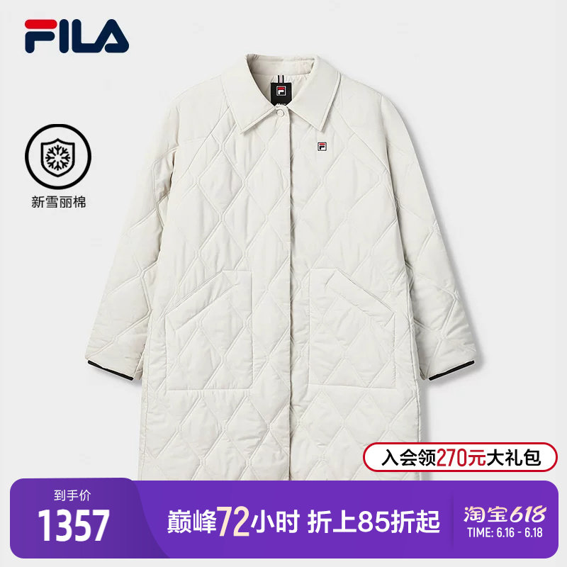 FILA 斐乐官方女士棉服2026春季新款休闲舒适绗缝中长款保暖外套