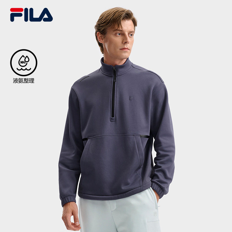 FILA 斐乐官方男子套头卫衣2025冬新款时尚休闲宽松加绒针织上衣