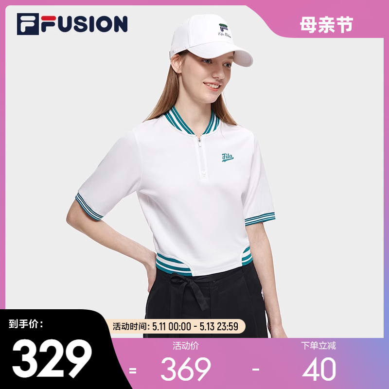 FILA FUSION斐乐潮牌短袖POLO衫女2023夏新款棒球领运动休闲上衣 运动服/休闲服装 运动POLO衫 原图主图