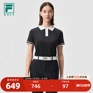 高尔夫运动防晒上衣 FILA 斐乐官方女子针织短袖 POLO衫 2025夏新款