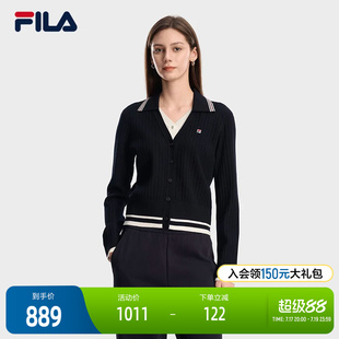 FILA 斐乐官方女士编织外套2026春新款休闲假两件学院风毛衣开衫