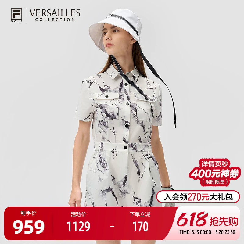 FILA 斐乐官方女士梭织连体裤2024秋季新款高尔夫运动连体工