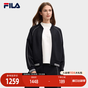 时尚 FILA 新款 斐乐官方女士针织长袖 休闲舒适棒球服 外套2025春季