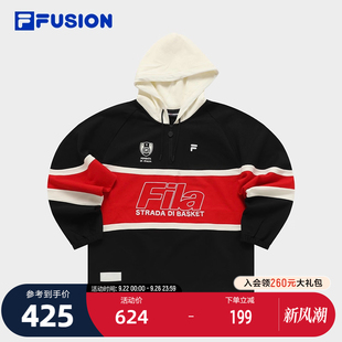 時尚 拼接純棉衛衣 FUSION斐樂女子針織連帽上衣冬季 FILA