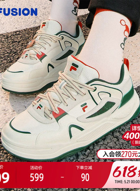 FILA FUSION斐乐潮牌BANK II XMAS滑板生活鞋女2025春新款酷板鞋
