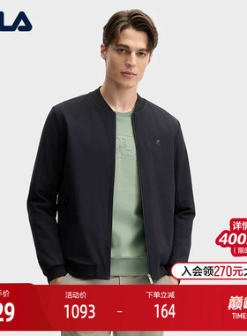 FILA 斐乐官方男士梭织外套2025春新款时尚简约休闲基础黑色上衣