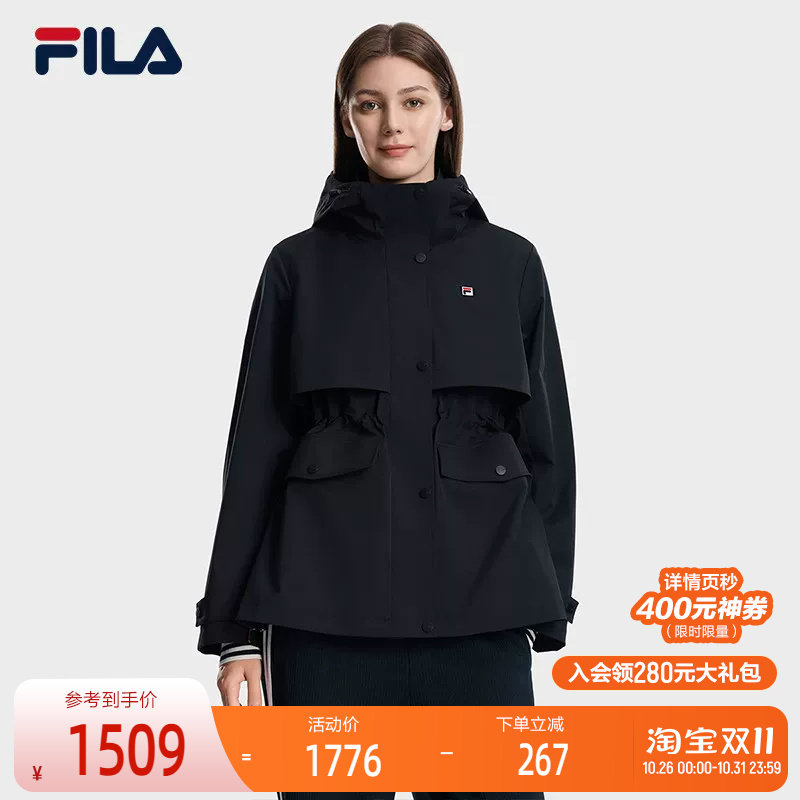 FILA斐乐薄款女士棉服2026冬新款健身运动基础上衣连帽保暖外套
