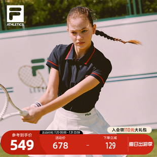 新款 FILA 2025秋季 斐乐官方女子针织短袖 网球运动防晒上衣 POLO衫