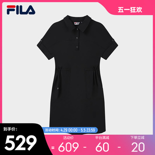 衬衫 FILA 新款 斐乐官方女子梭织连衣裙2023夏季 领宽松休闲连身裙