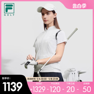 FILA 新款 简约拼接高尔夫运动上衣 斐乐官方女士梭织马甲2024春季