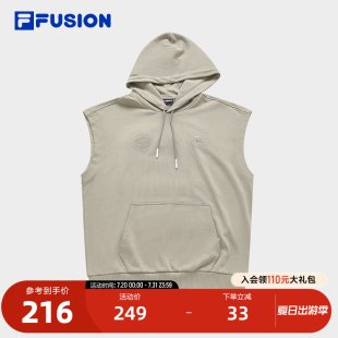 新款 FILA FUSION斐樂潮牌背心男士 2024夏季 純棉休閑寬松連帽上衣