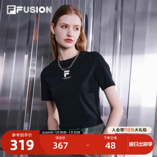 休閑修身 FILA FUSION斐樂潮牌女子短袖 T恤秋時尚 針織上衣