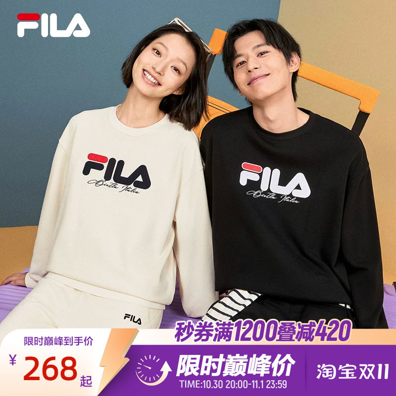 FILA斐乐官方情侣套头运动卫衣男秋冬新款休闲保暖针织长袖上衣女