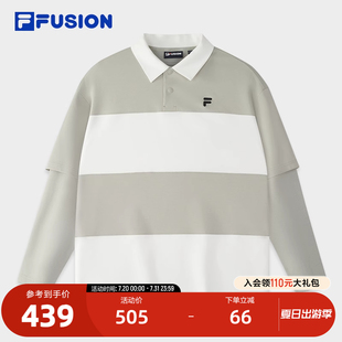 2025夏新款 FILA POLO衫 FUSION斐乐潮牌情侣款 假两件上衣 针织长袖