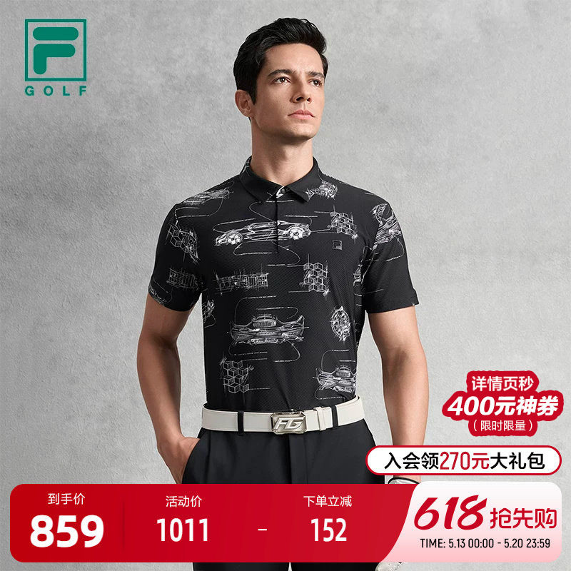 FILA 斐乐官方男子针织短袖POLO衫2025秋新款高尔夫运动