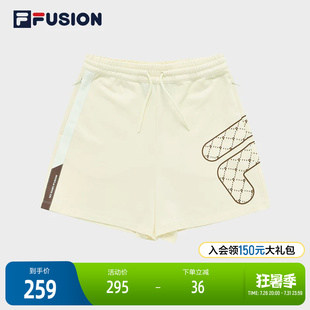 FILAFUSION斐乐潮牌女子针织短裤夏季时尚宽松运动休闲裤