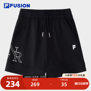FUSION斐乐潮牌针织短裤 新款 FILA 女2024秋季 时尚 休闲宽松三分裤