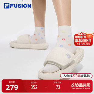 FILA FUSION斐乐潮牌女鞋ZIP UP SLIPPER拖鞋2026夏新款夹芯拖鞋