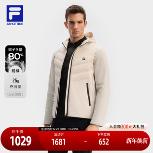 新款 羽绒服2024冬季 基础健身运动连帽保暖外套 斐乐官方男士 FILA