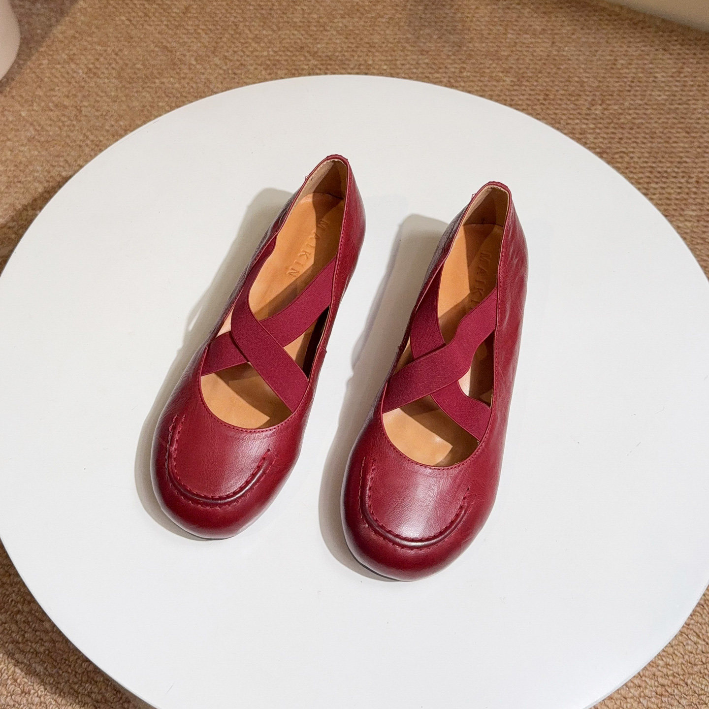 2026春季新款温柔风红色交叉松紧带内增高玛丽珍鞋女平底真皮单鞋,女鞋,玛丽珍鞋,淘宝优惠券,粉丝福利购,淘宝优惠卷