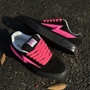 街头板鞋 美式 闪电鞋 胖胖面包鞋 HNLY 休闲鞋 CLN联名黑粉玫红色个性
