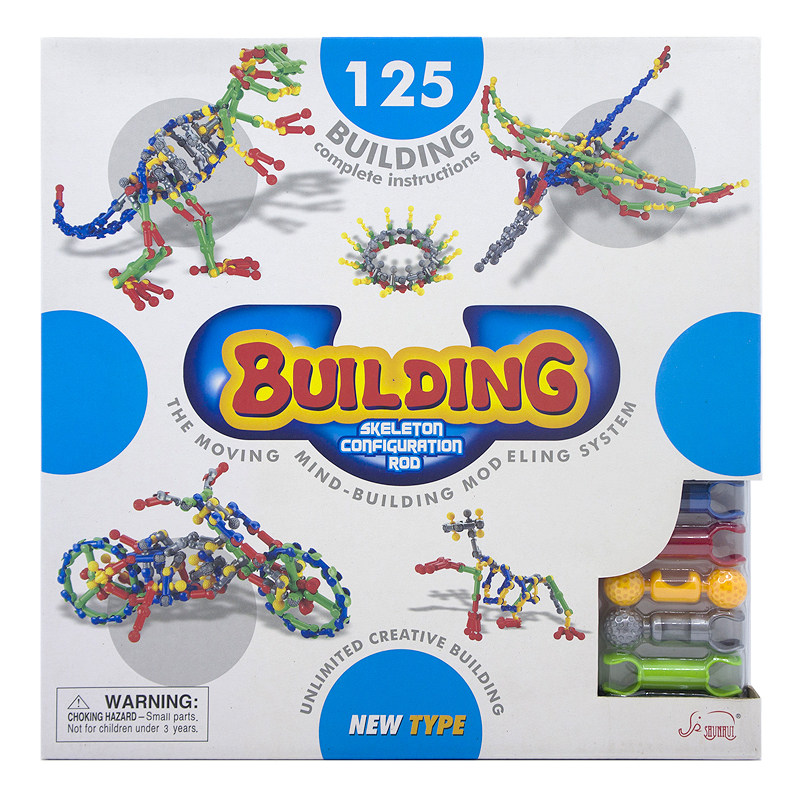 building 儿童大颗粒多功能骨架结构关节棒益智拼插积木拼装玩具
