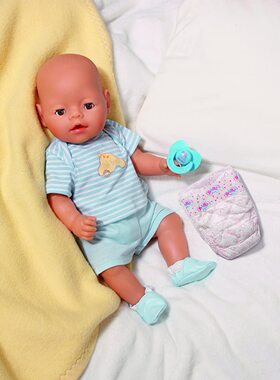 Zapf夏芙baby born boy仿真娃娃43cm配件奶嘴尿片鞋衣服裤子套装