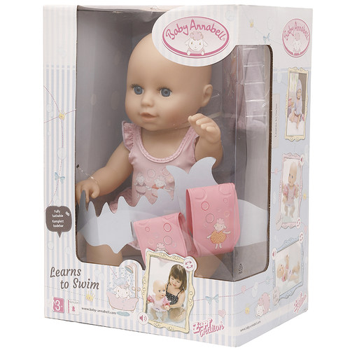 zapf夏芙baby annabell安娜全身搪胶洗澡学游泳声效仿真娃娃43cm