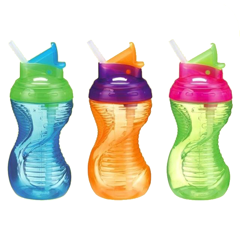 Munchkin麦奇肯婴幼儿童软吸管水杯安全易握防滑防漏水隐藏翻盖式