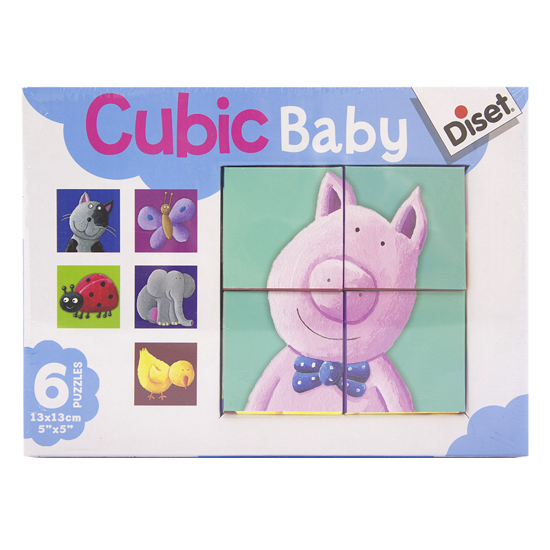 Diset Cubic Baby婴幼儿童早教认知动物拼图立体方块配对拼版玩具