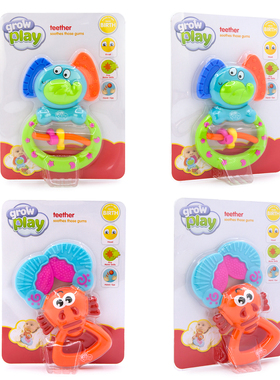 grow play teether婴儿手握安抚磨牙齿牙胶小象蟹动物造型玩具
