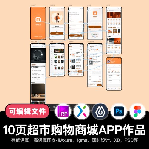 10页figma即时设计超市购物商城Axure交互原型APP作品pixso/ps/xd