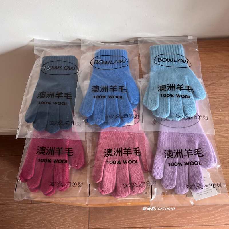 出口韩国高品质100%wool羊毛手套