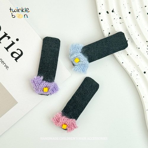 甜美方形针织儿童侧边发夹