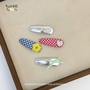 新款 发卡边夹刘海夹发饰宝宝发夹 女童发夹花朵蝴蝶结女童发夹对装