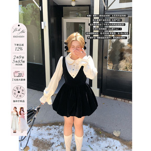 显瘦气质花苞裙 微胖大码 安妮不火 甜美丝绒连衣裙女2025秋冬新款