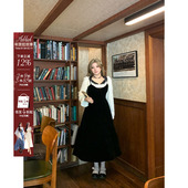 安妮不火 千金风灯芯绒蕾丝花边领连衣裙女微胖大码 气质收腰裙子