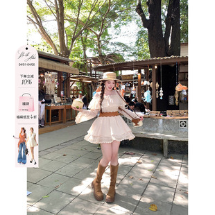 安妮不火 收腰少女连衣裙 宫廷感刺绣花边一字领雪纺裙女微胖大码