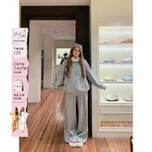 休闲卫衣两件套 女微胖大码 安妮不火 星星印花银狐绒连帽外套&长裤