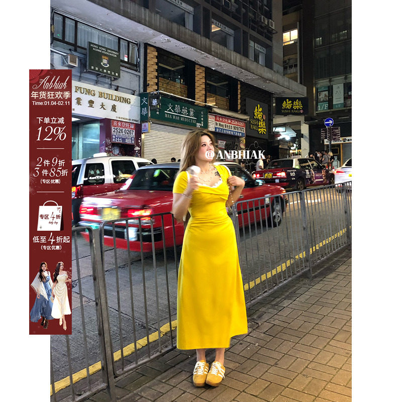 安妮不火 秋河玫瑰褶设计感扭结针织长裙女微胖大码短袖收腰长裙,女装/女士精品,连衣裙,淘宝优惠券,粉丝福利购,淘宝优惠卷