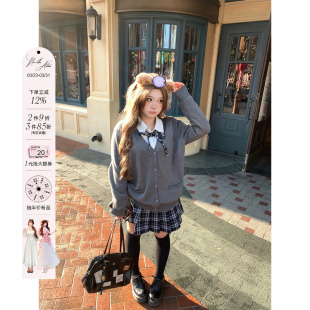 &百褶裙女微胖大码 &衬衫 显瘦女高三件套 日系学院风开衫 安妮不火