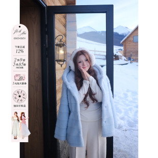 安妮不火 保暖毛绒外套 chao嫩系列仿水貂连帽环保皮草女微胖大码