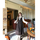 安妮不火 假两件气质裙子 雪尼尔蕾丝拼接娃娃领连衣裙女微胖大码