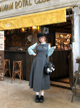 安妮不火 12/28 20点【里斯本旧刊】撞色假两件蝴蝶结呢子连衣裙