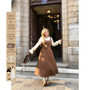 收腰气质长裙 甜美花边拼接假两件连衣裙女微胖大码 安妮不火 法式